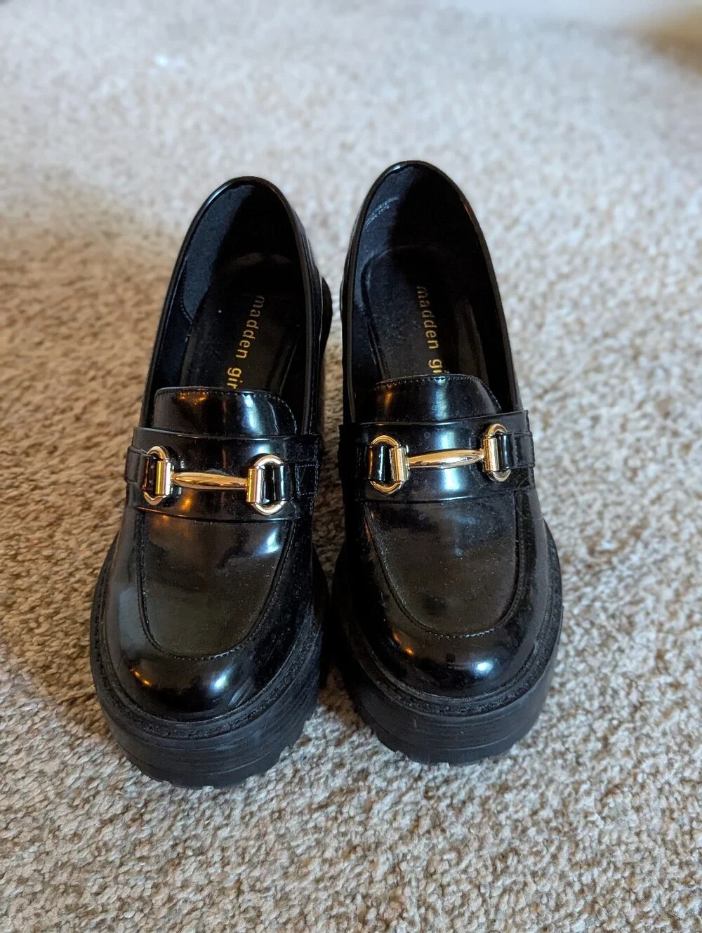 Madden Girl Black Platform Patent Loafers